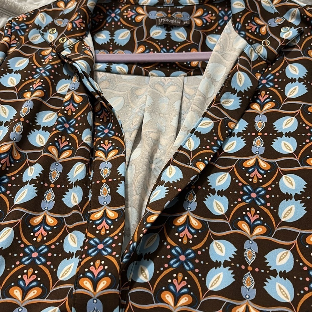 J. McLaughlin Berlin Dress in Atlas Tile. Very Cute Brown, Pastel‎ Blue, Orange. - Picture 13 of 13